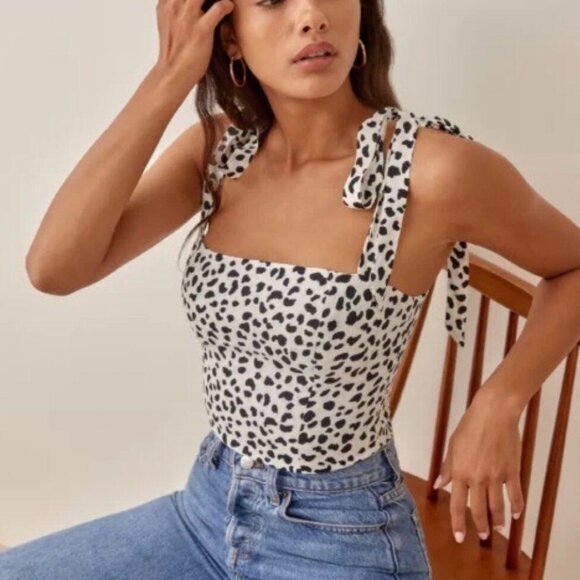 Reformation Ellora Top in Animal Print - Picture 1 of 4